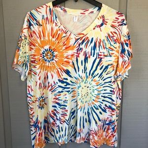 Kuotai Flower Burst Cap Sleeve Top 3X